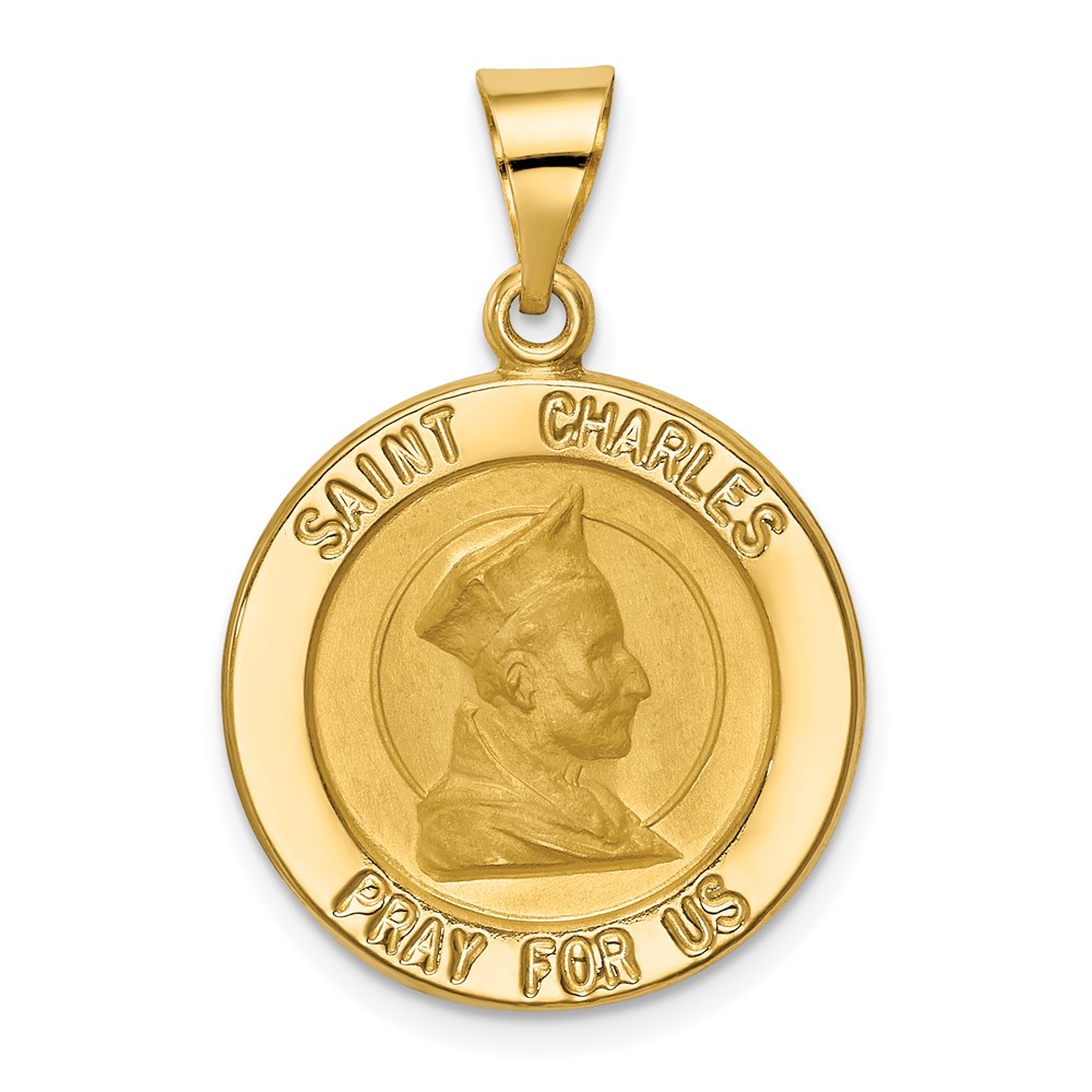 XR1297.jpg 14k Polished and Satin Hollow St. Charles Medal Pendant - Image 1