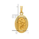 14k Polished and Satin Hollow St. Christopher Medal Oval Pendant - Image 3