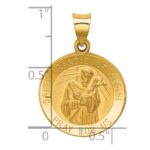 14k Polished and Satin Hollow St Francis of Assisi Medal Round Pendant - Image 3
