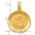 14k Polished and Satin Hollow St Joseph Medal Round Pendant - Image 3