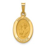 14k Polished and Satin St Joseph Medal Hollow Oval Pendant