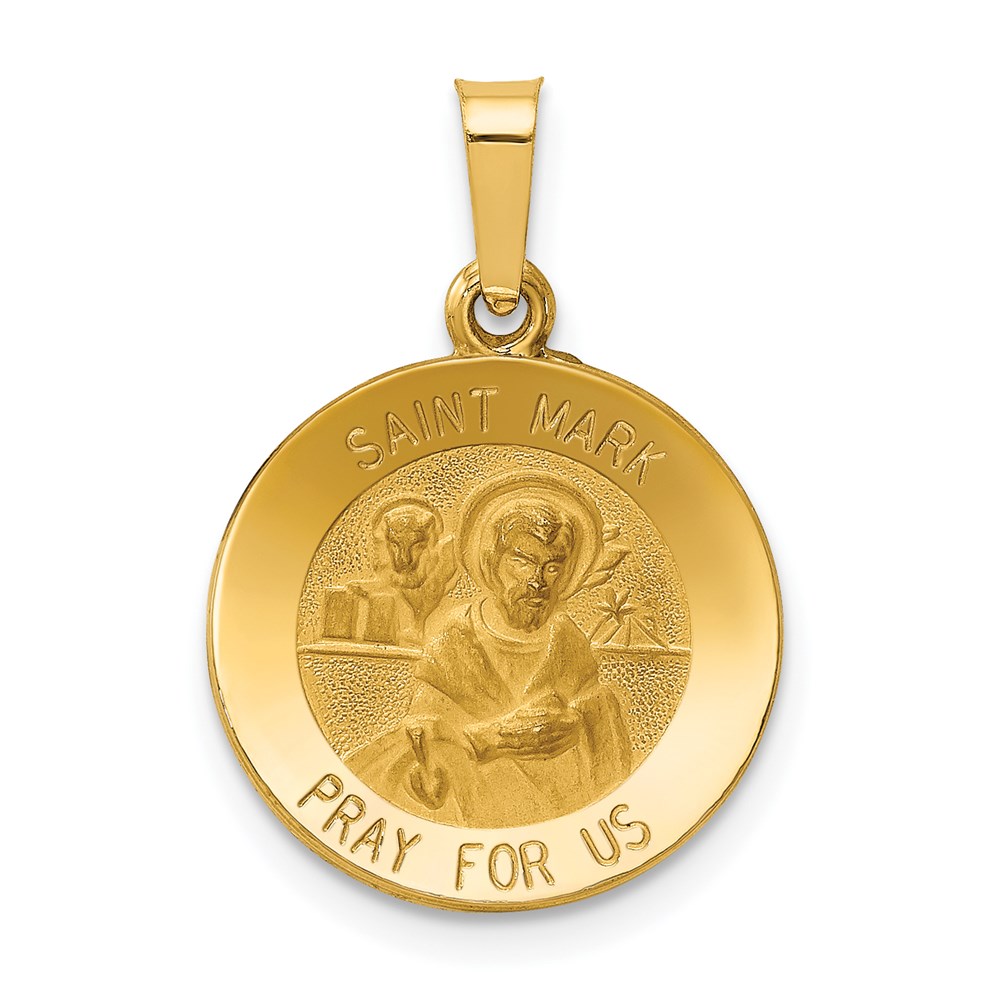 XR1357.jpg 14k Polished and Satin Hollow St Mark Medal Round Pendant - Image 1