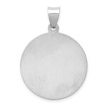14k White Gold Polished and Satin Hollow St. Michael Medal Round Pendant - Image 4