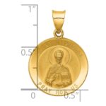 14k Polished and Satin Hollow St Nicholas Medal Round Pendant - Image 3