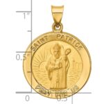 14k Polished and Satin Hollow Large St Patrick Medal Round Pendant - Image 3
