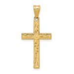 14k Etched Floral Cross Pendant