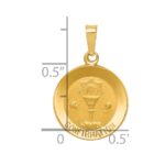 14k Polished and Satin Hollow CONFIRMATION Medal Round Pendant - Image 3