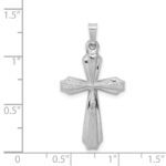 14K White Gold Textured and Polished Passion Cross Pendant - Image 3