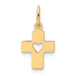 14k Polished Cross with Heart Pendant - Image 4