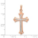 14K Rose Gold and White Rhodium Fleur de Lis Cross Pendant - Image 3