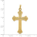 14k Textured and Polished Fleur de lis Cross Pendant - Image 3