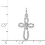 14k White Gold Polished Small Ribbon Cross Pendant - Image 3