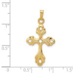 14k Polished Fleur De Lis Cross Pendant - Image 4