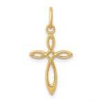 14k Polished Small Ribbon Cross Pendant