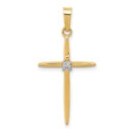 14k Diamond Polished Passion Cross Pendant