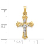 14k Two-Tone Polished INRI Crucifix Cross Pendant - Image 4