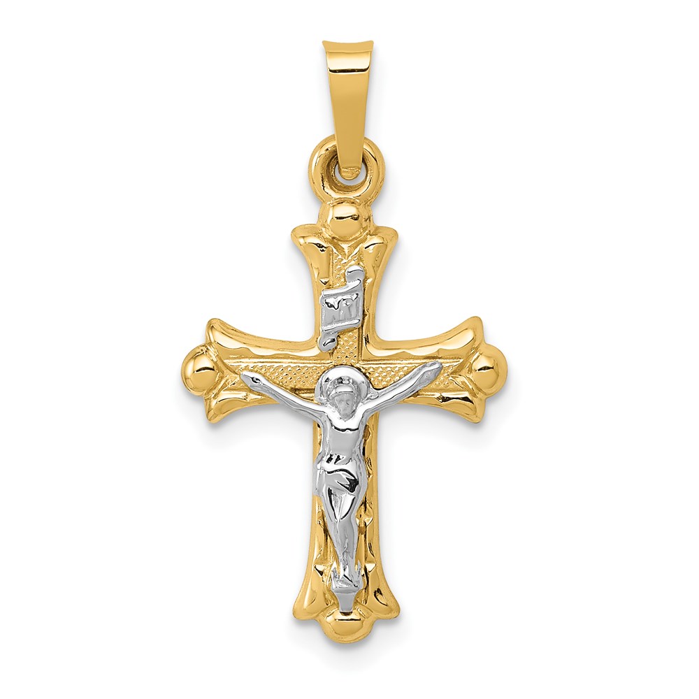 XR1490.jpg 14k Two-Tone Polished INRI Crucifix Cross Pendant - Image 1