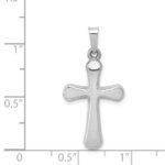14k White Gold Polished Rounded Cross Pendant - Image 4