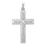 14k White Gold Polished and Satin with Dots Cross Pendant