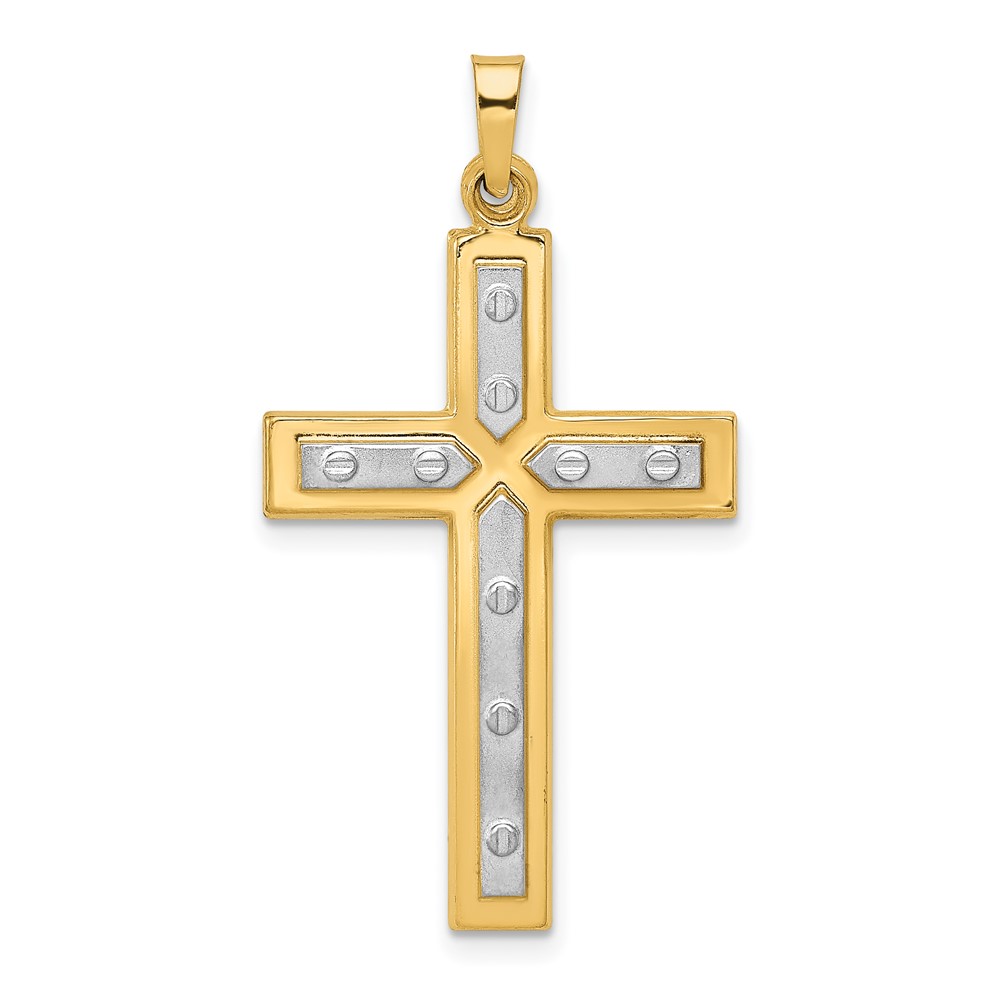 XR1566.jpg 14K and White Rhodium Polished and Satin Cross Pendant - Image 1