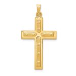 14k Polished and Satin with Dots Cross Pendant