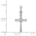 14k White Gold Polished Center Flower Cross Pendant - Image 4