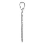 14k White Gold Polished Fleur de Lis Cross Pendant - Image 2