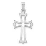 14k White Gold Polished Cut-out Fleur de Lis Cross Pendant - Image 3