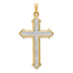 14k and White Rhodium Polished and Textured Passion Cross Pendant