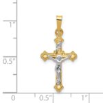 14k Two-tone Polished INRI Crucifix Pendant - Image 4