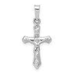 14k White Gold Polished INRI Crucifix Pendant