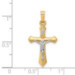 14k Two-tone Polished INRI Crucifix Pendant - Image 4