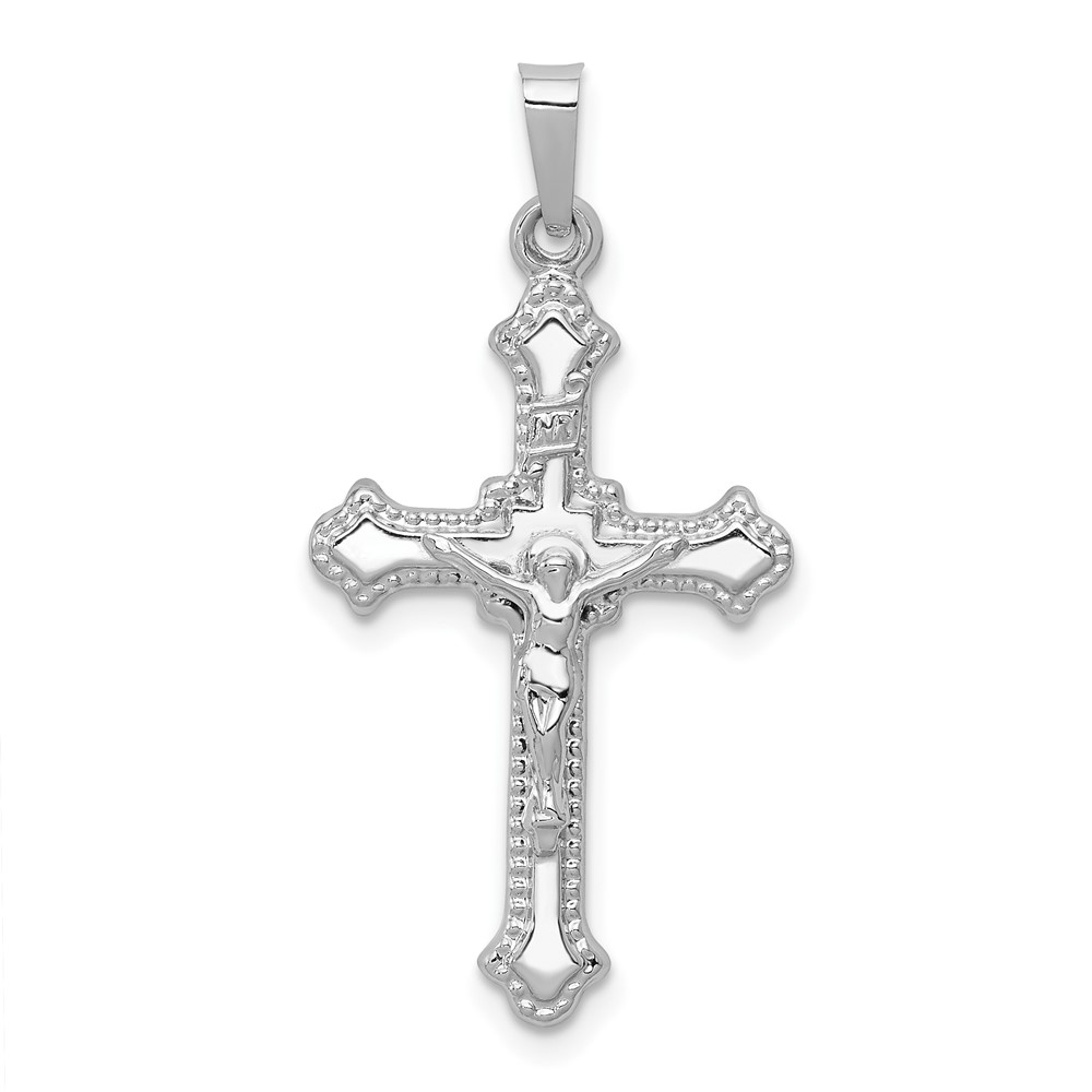 XR1642.jpg 14k White Gold Polished INRI Crucifix Pendant - Image 1