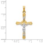 14K Two-tone Polished Inri Crucifix Pendant - Image 4