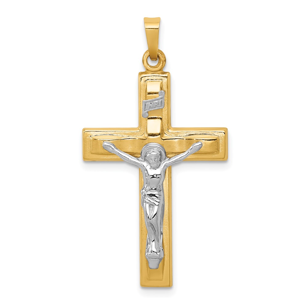 XR1651.jpg 14k Two-tone Polished INRI Crucifix Pendant - Image 1