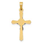 14k Two-tone Flower Center INRI Crucifix Pendant - Image 3