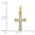 14k and White Rhodium Polished INRI Rounded Crucifix Pendant - Image 3