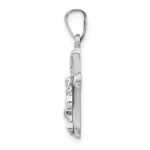 14k White Gold Polished INRI Rounded Crucifix Pendant - Image 2