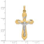 14k Two-tone Polished INRI Crucifix Pendant - Image 4
