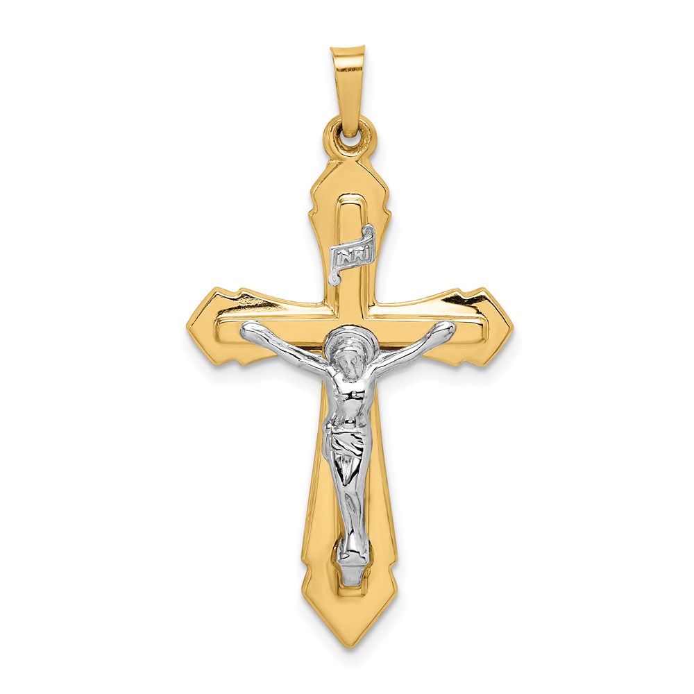 XR1658.jpg 14k Two-tone Polished INRI Crucifix Pendant - Image 1