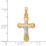 14k Two-tone Polished Rounded Crucifix Pendant - Image 4