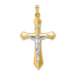 14k Two-tone Polished INRI Crucifix Pendant