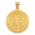 14K Polished and Satin St. Benedict Reversible Hollow Medal Pendant - Image 4