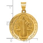 14K Polished and Satin St. Benedict Reversible Hollow Medal Pendant - Image 3