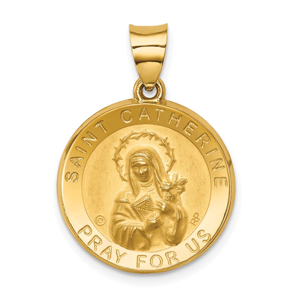 XR1682.jpg 14K Polished and Satin St. Catherine Hollow Medal Pendant - Image 1