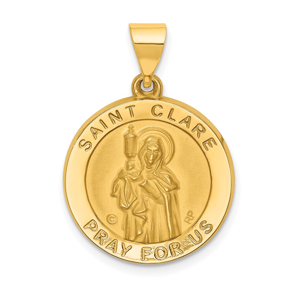 XR1684.jpg 14K Polished and Satin St. Clare Hollow Medal Pendant - Image 1