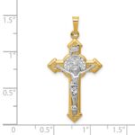 14k and White Rhodium St. Benedict Hollow Medal INRI Crucifix Pendant - Image 4