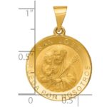 14K Polished and Satin Hollow Spanish San Jose Medal Round Pendant - Image 4