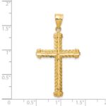 14K Large Diamond-cut Cross Pendant - Image 3
