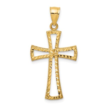 14K Cut-out Diamond-cut Cross Pendant